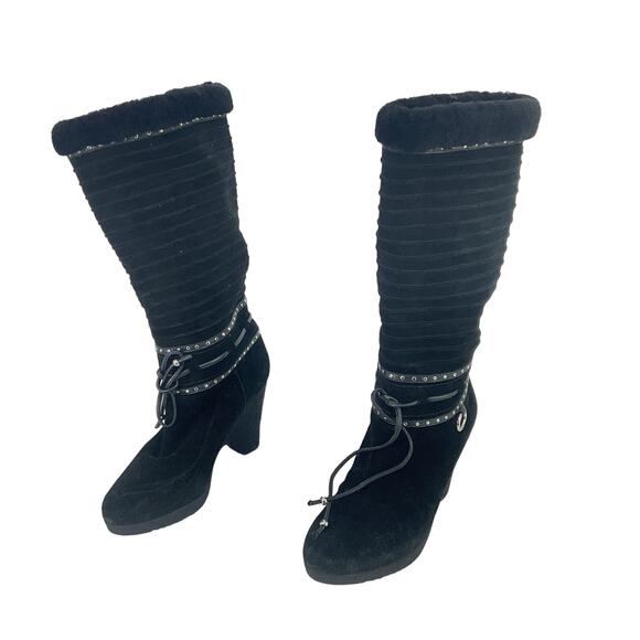 Women's Beautiful Preowned Black Leather Riding Boots 6.5 - Made in Brazil - Picture 1 of 7